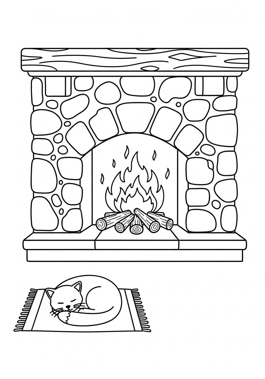 Fireplace Coloring Pages 6 adult coloring pages Fireplace