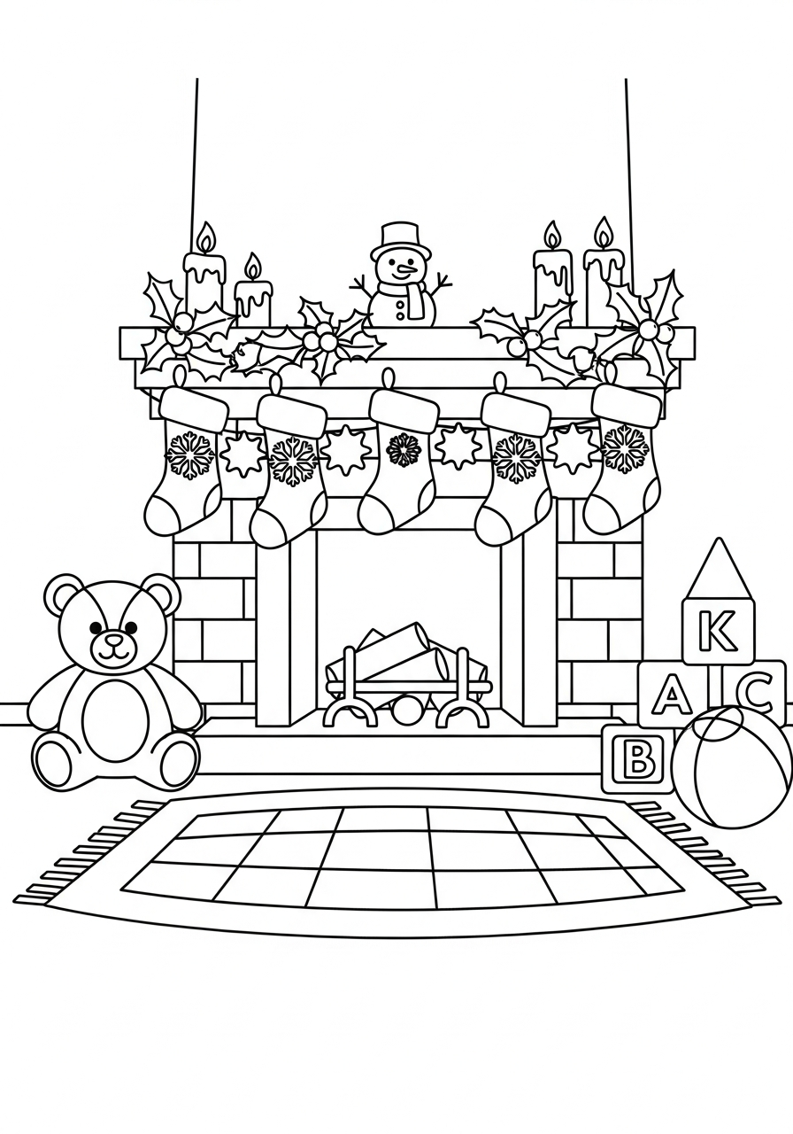 Fireplace Coloring Pages 7 easy Fireplace coloring pages
