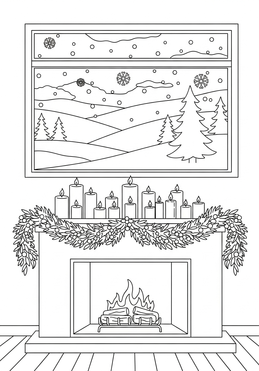 Fireplace Coloring Pages 8 adult coloring pages Fireplace 1