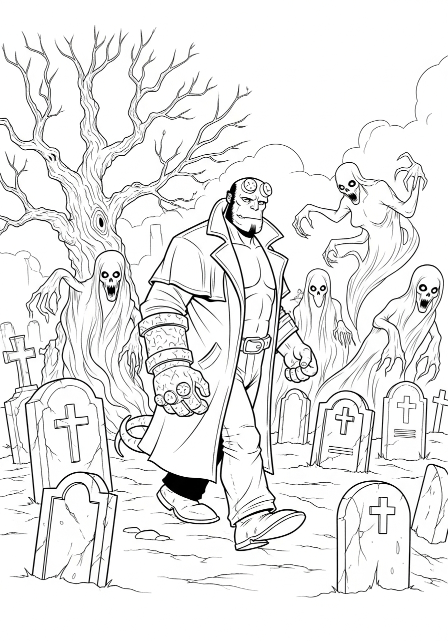 vintage Hellboy coloring pages