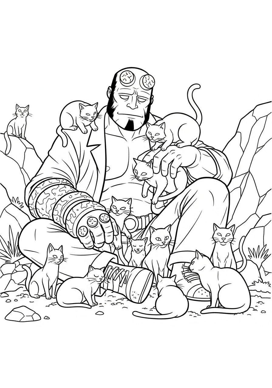 Hellboy themed coloring pages