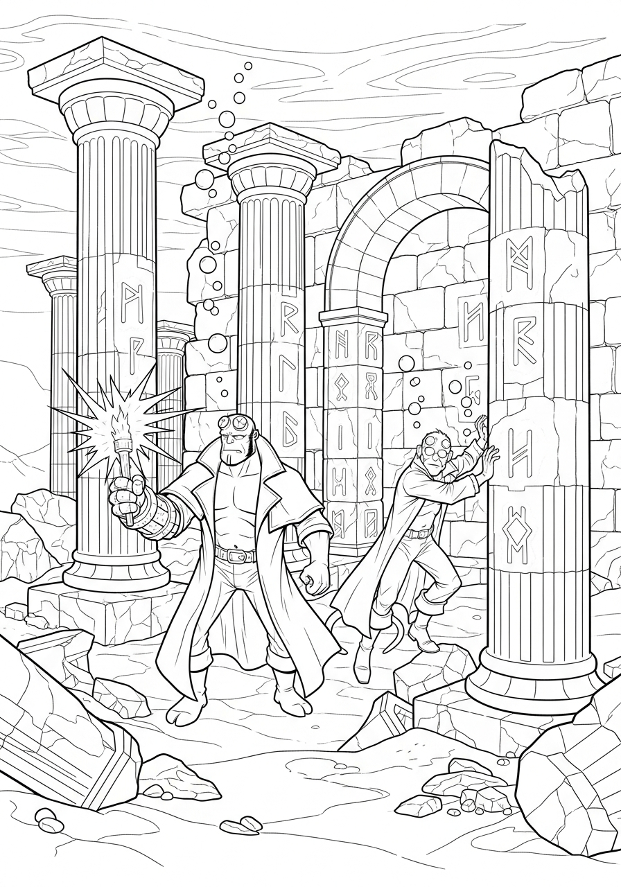 free printable Hellboy coloring pages for adults