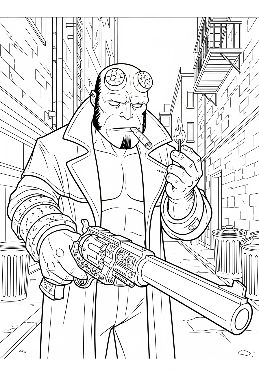 free printable Hellboy coloring pages