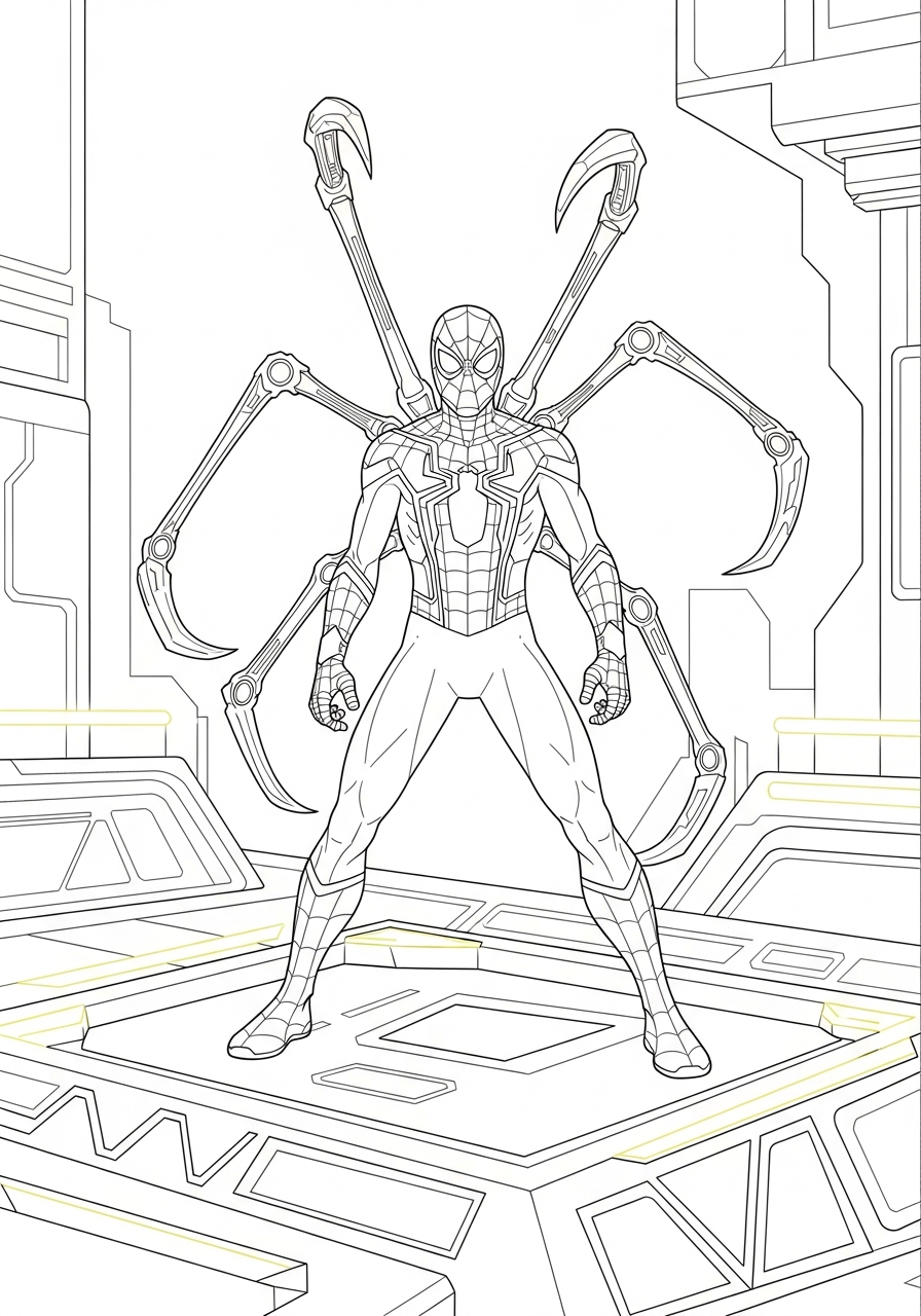 Iron Spider-Man Coloring Pages 13 free Iron Spider Man coloring pages for adults