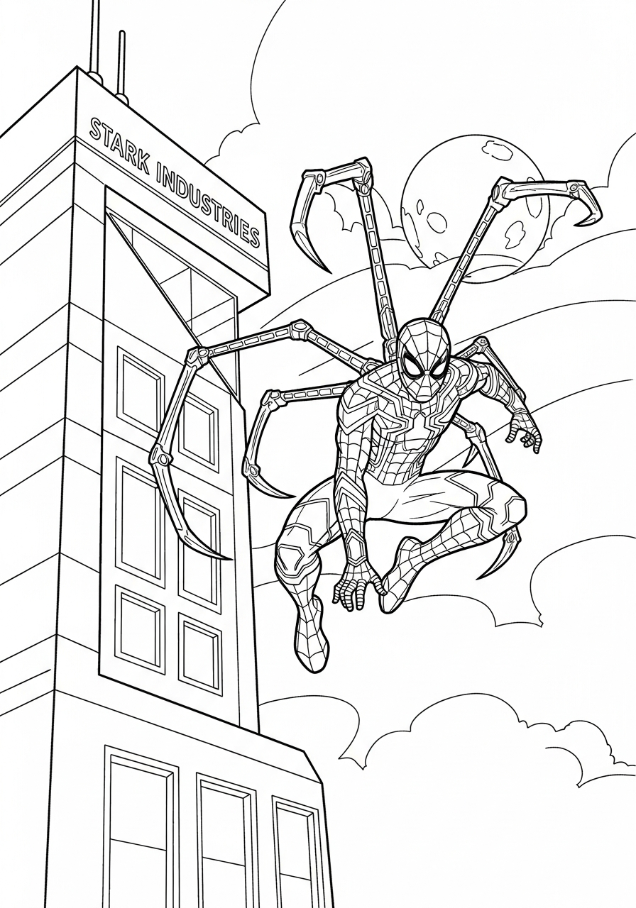 Iron Spider-Man Coloring Pages 5 hard Iron Spider Man coloring pages