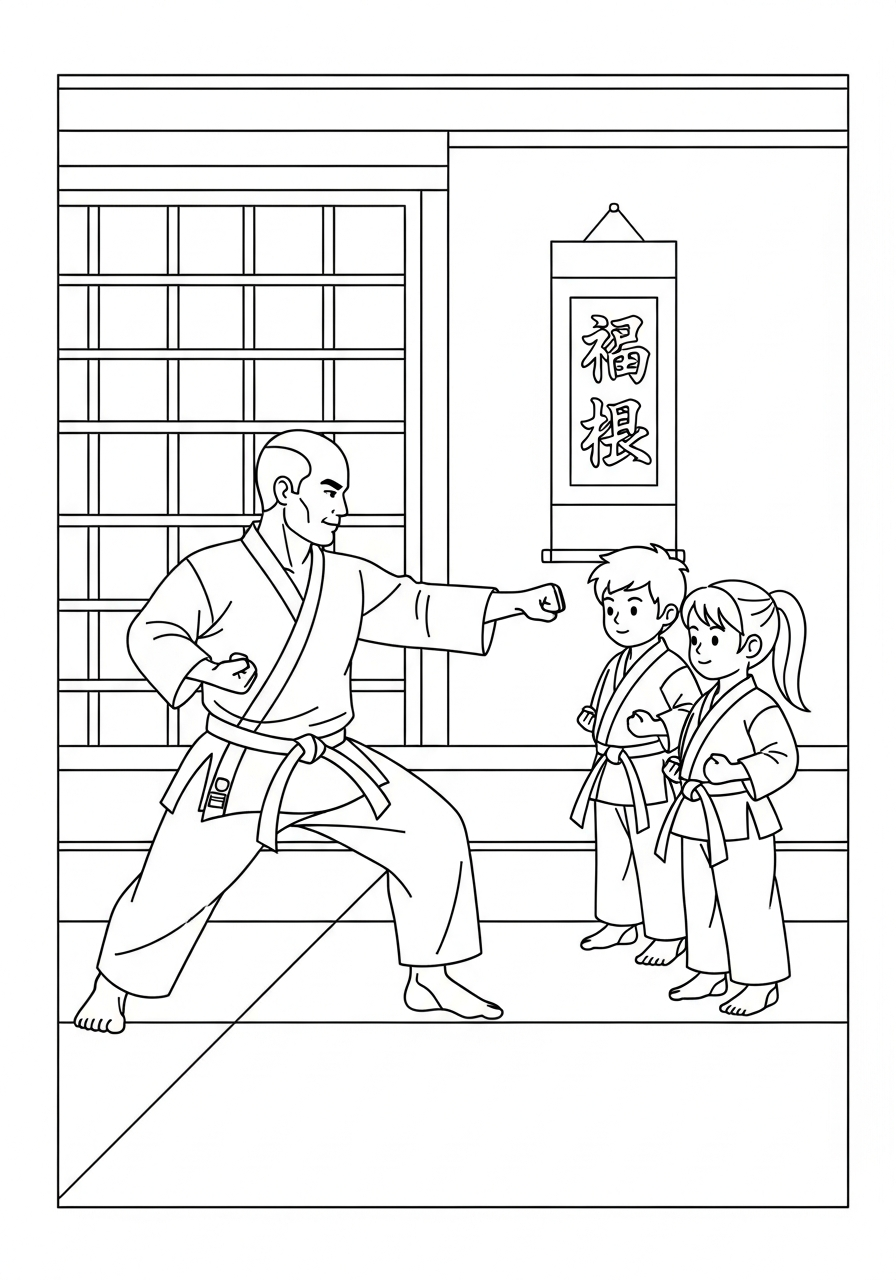 Karate Coloring Pages 15 easy cute Karate coloring pages