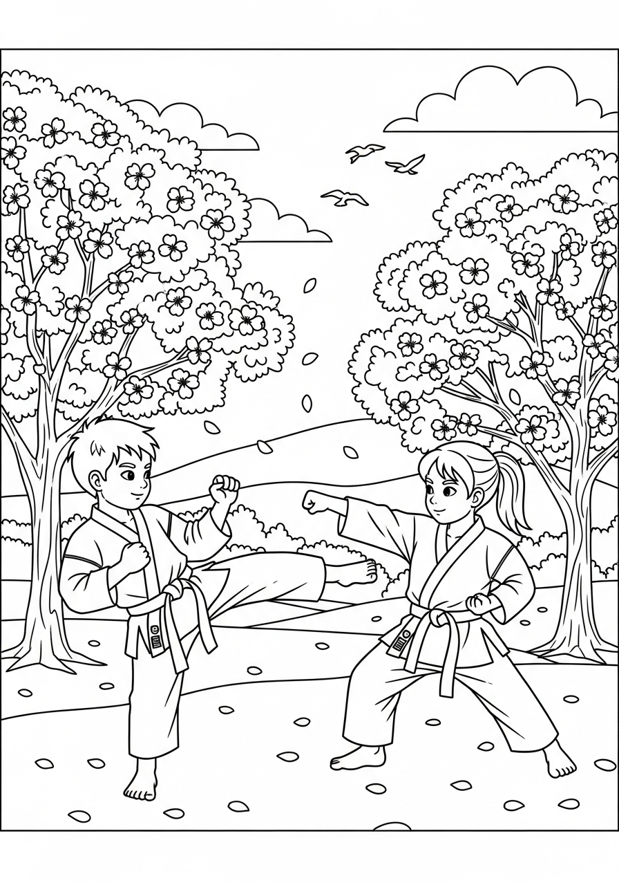 Karate Coloring Pages 17 kawaii cute Karate coloring pages