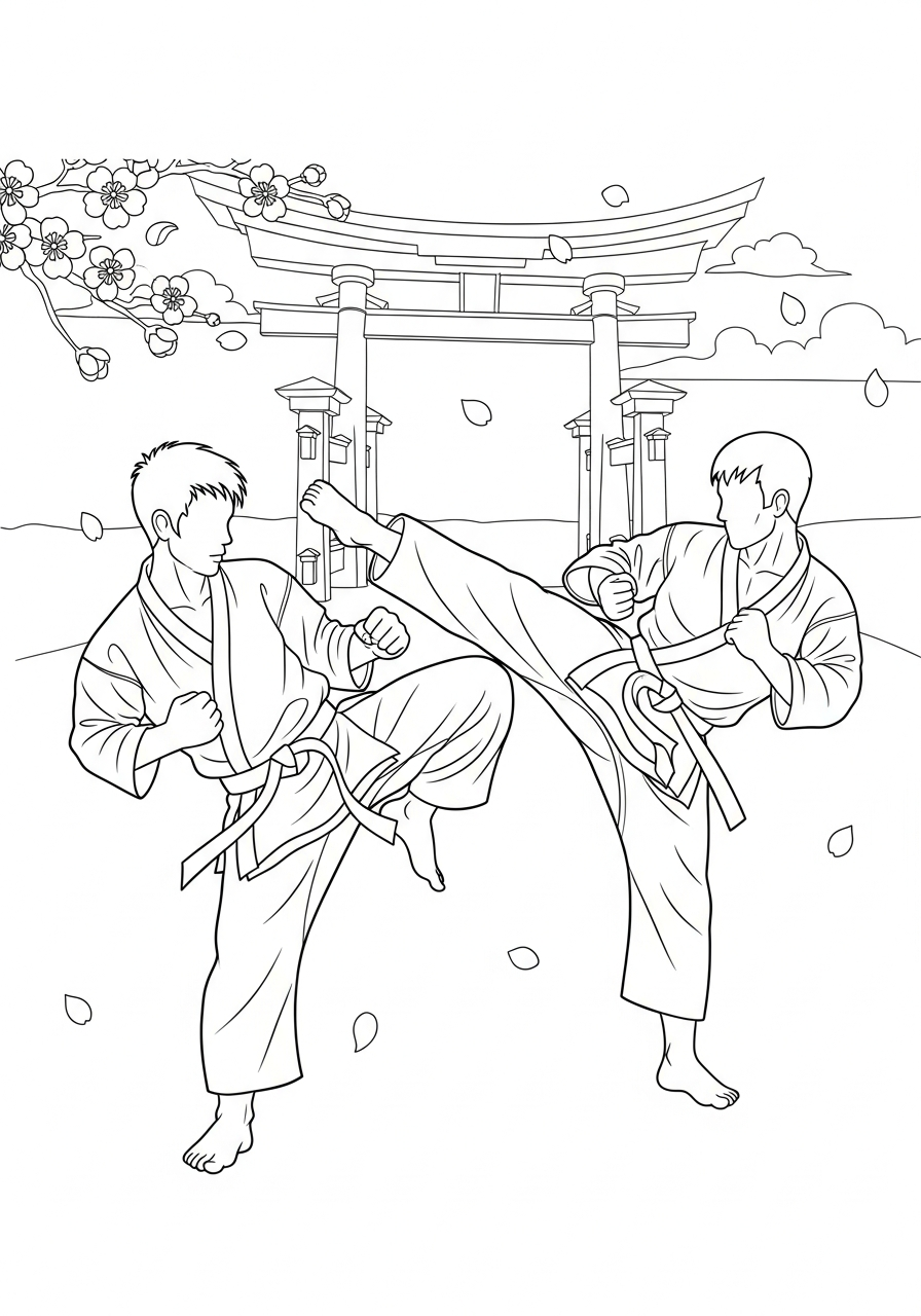 Karate Coloring Pages 4 free Karate coloring pages printable