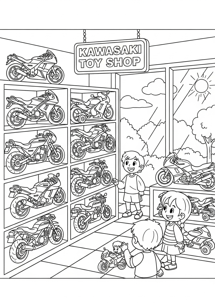 old-fashioned Kawasaki coloring pages