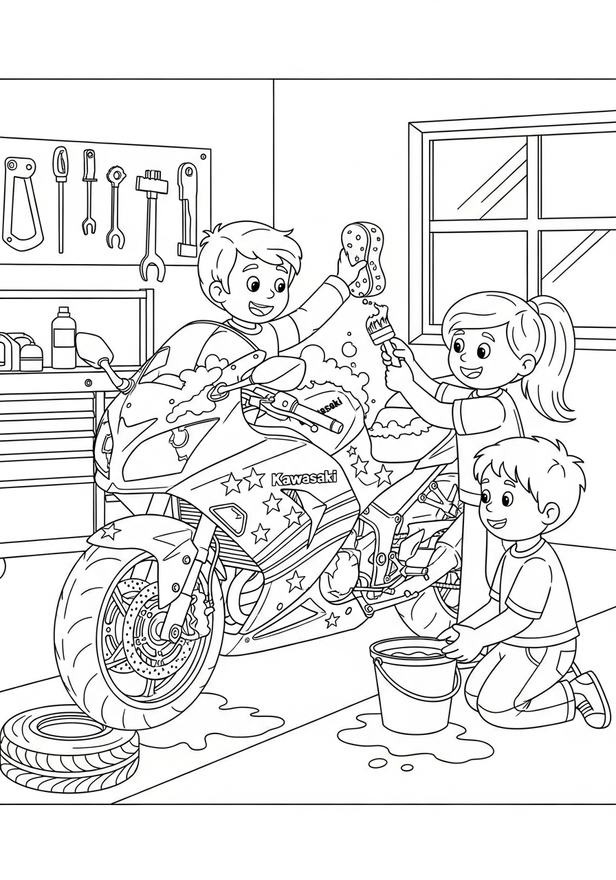 Kawasaki themed coloring pages