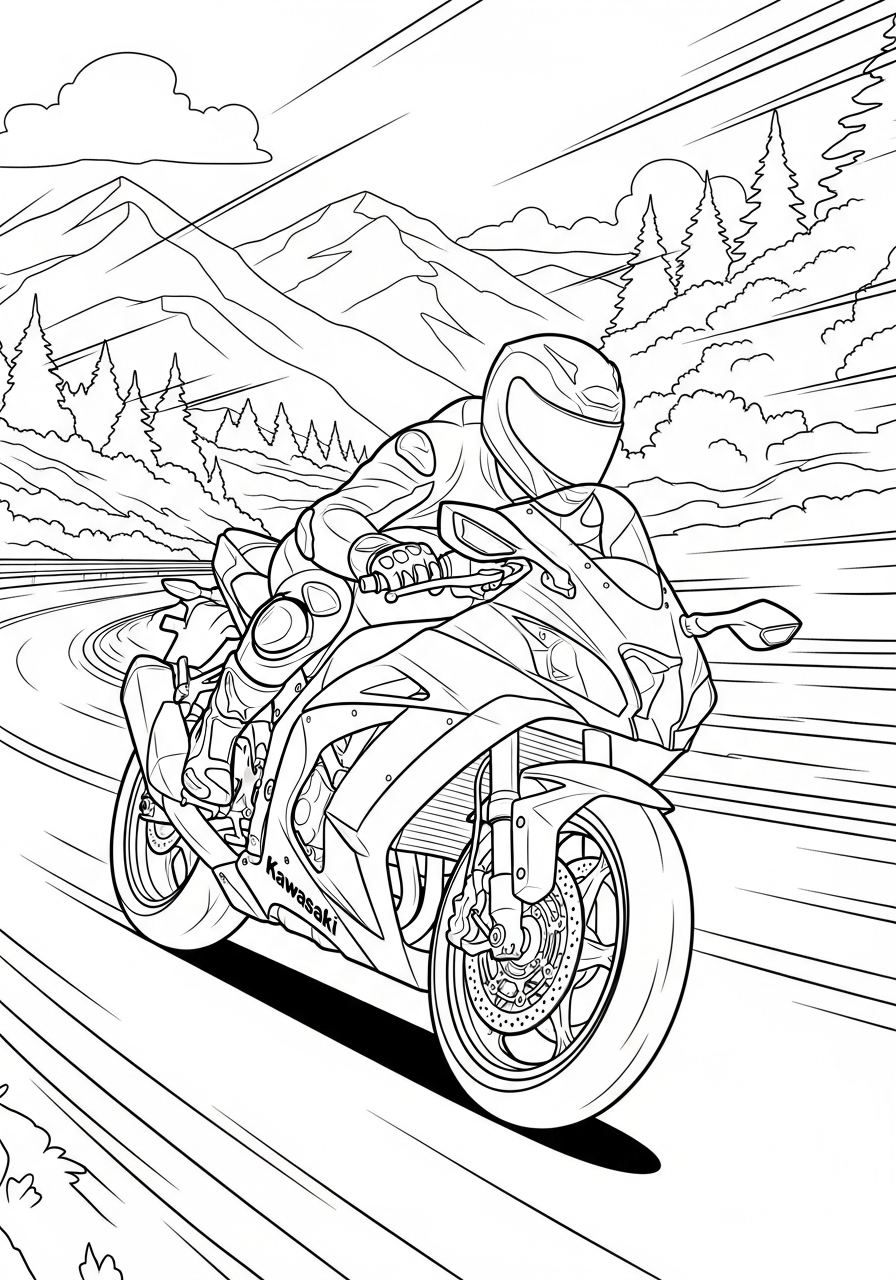coloring pages for kids Kawasaki