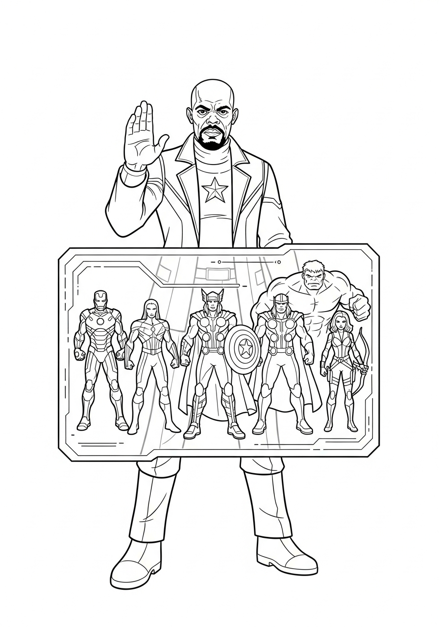 Nick Fury Coloring Pages 7 free Nick Fury tree coloring pages