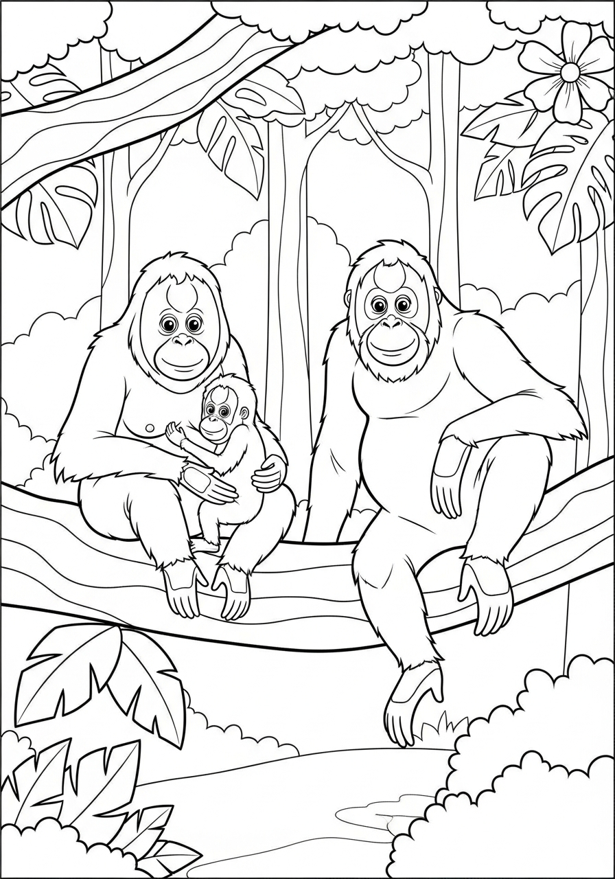 Orangutan Coloring Pages 8 free Orangutan tree coloring pages