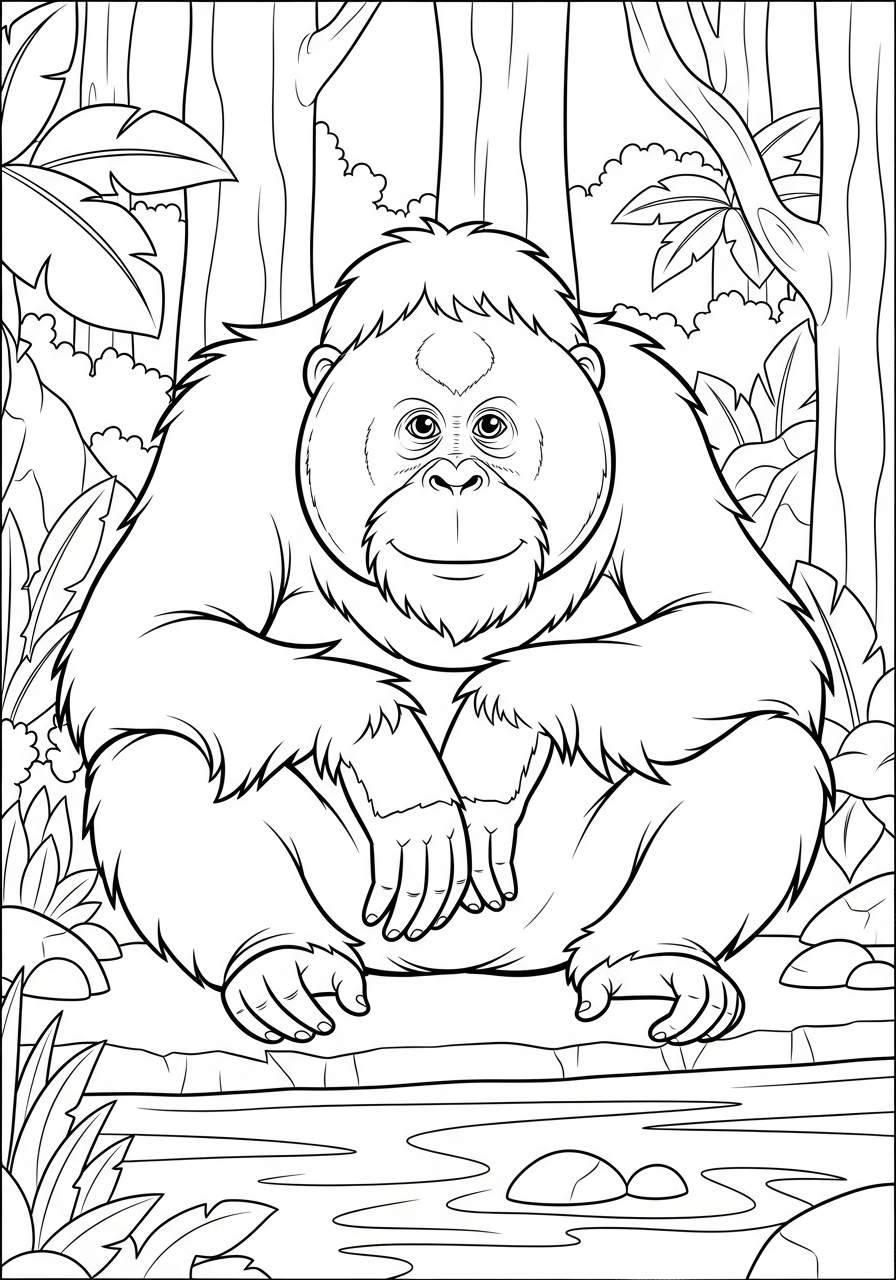 Orangutan Coloring Pages 10 kawaii cute Orangutan coloring pages