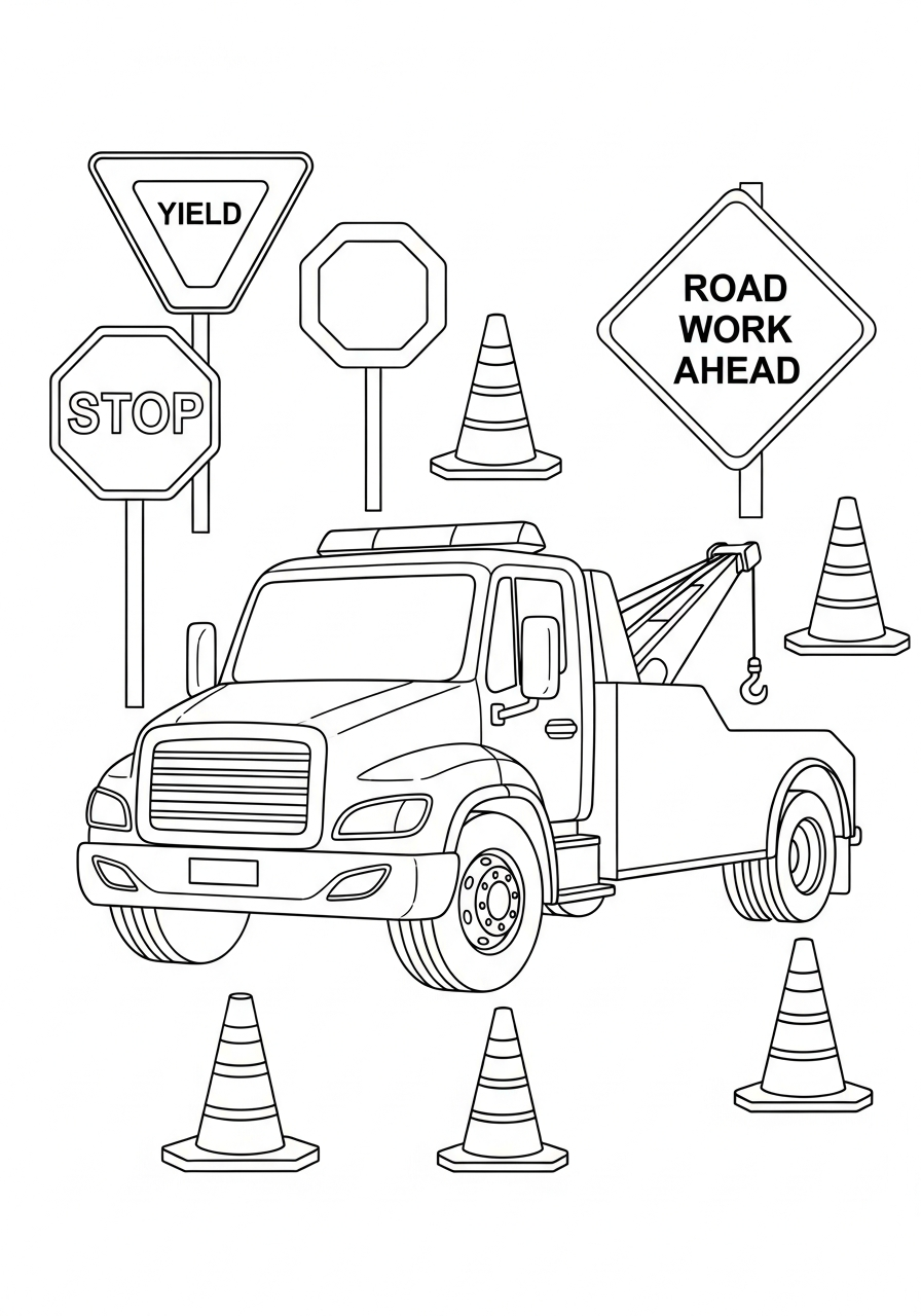 adult coloring pages Tow Truck