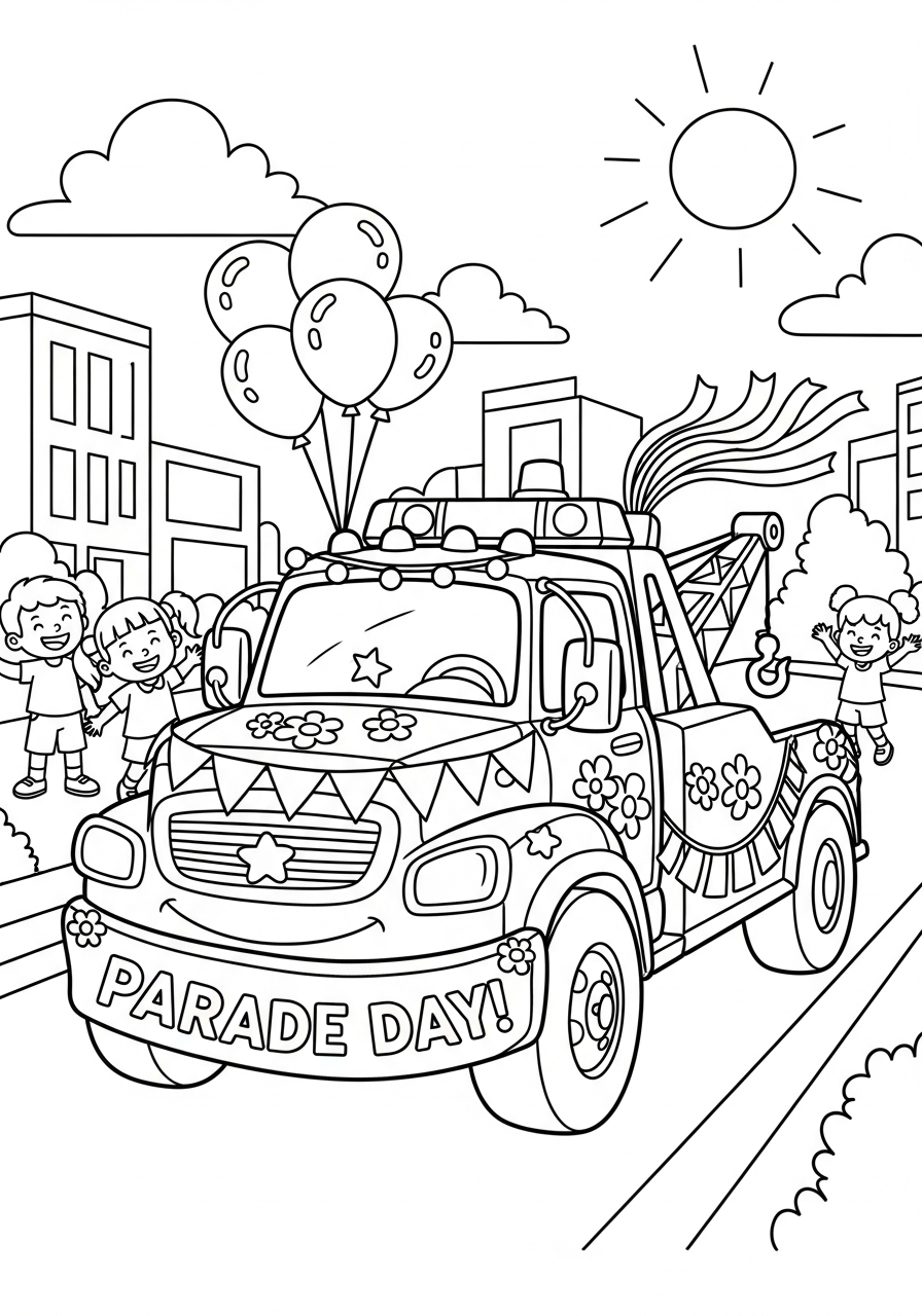 detailed Tow Truck coloring pages