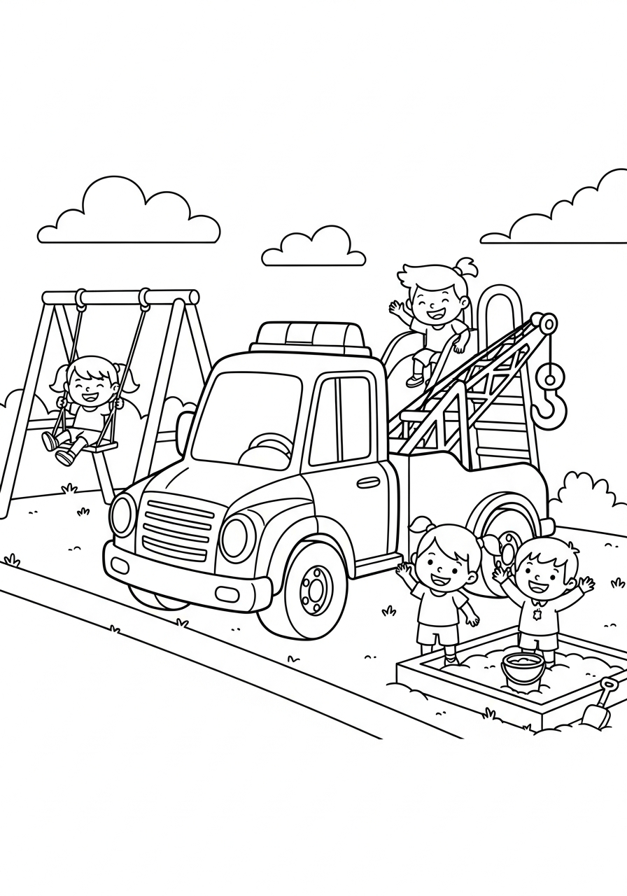 free Tow Truck coloring pages for kids 1