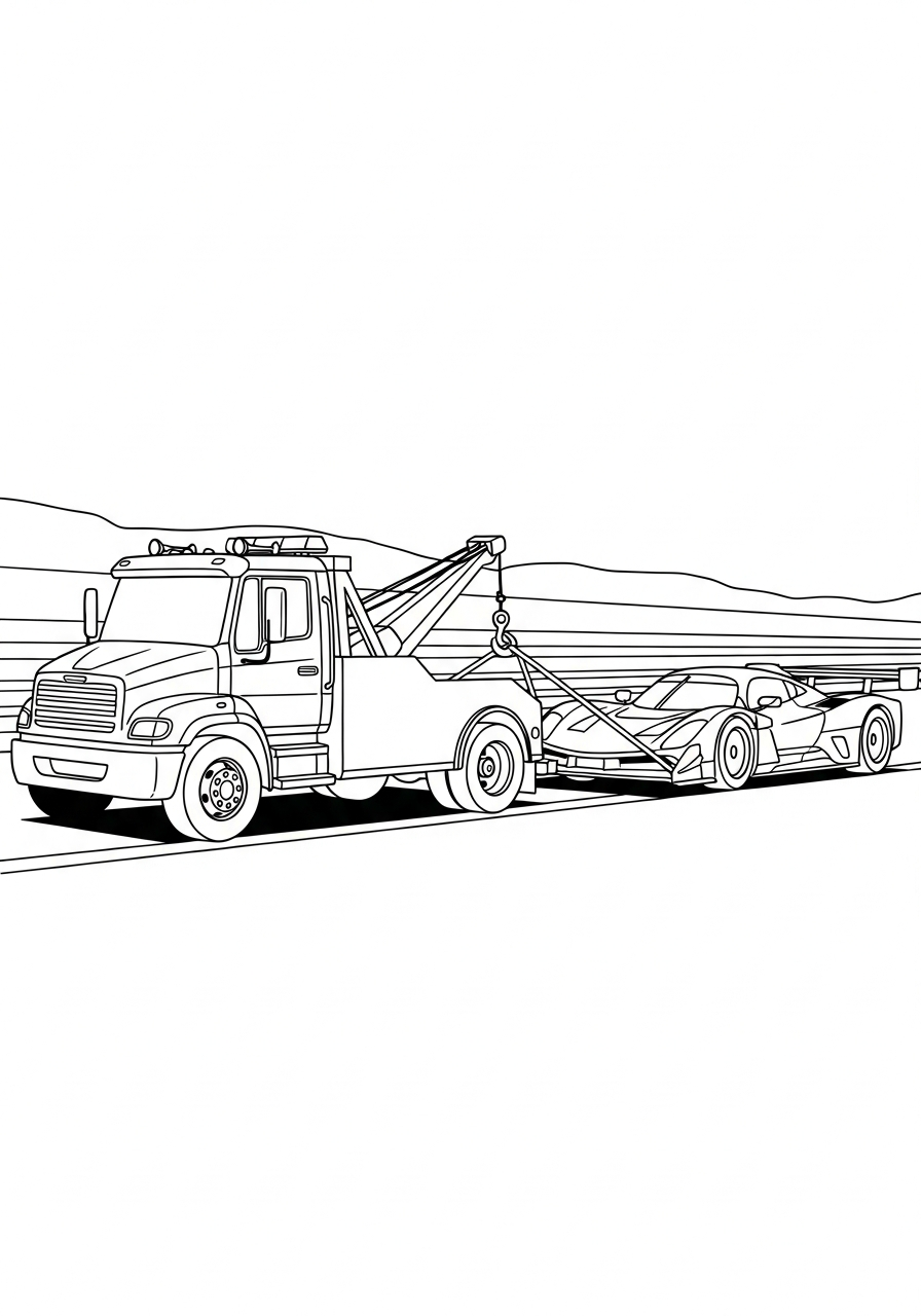 free Tow Truck coloring pages for adults