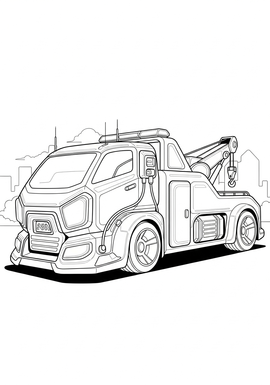Tow Truck free coloring pages 1