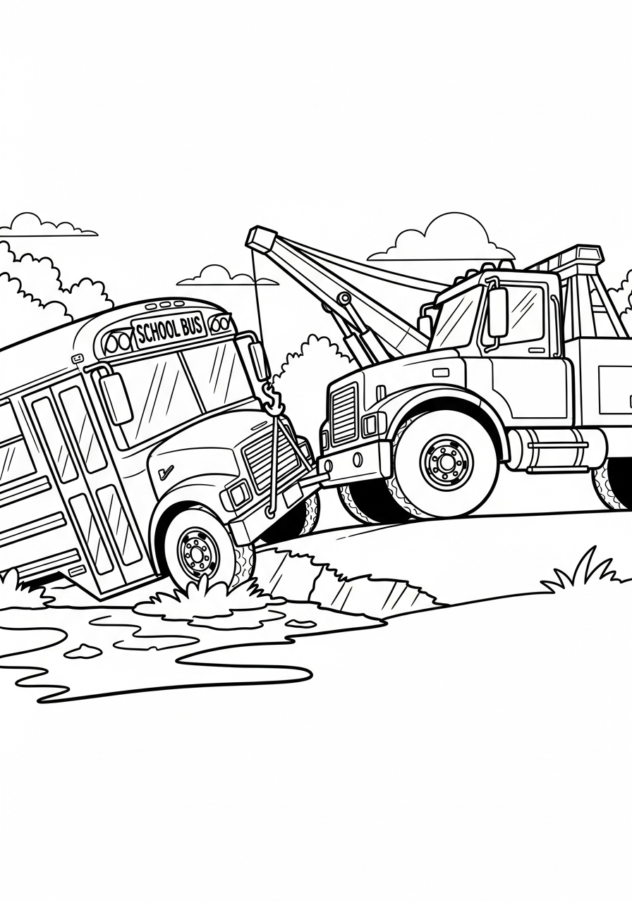 free Tow Truck coloring pages for kids