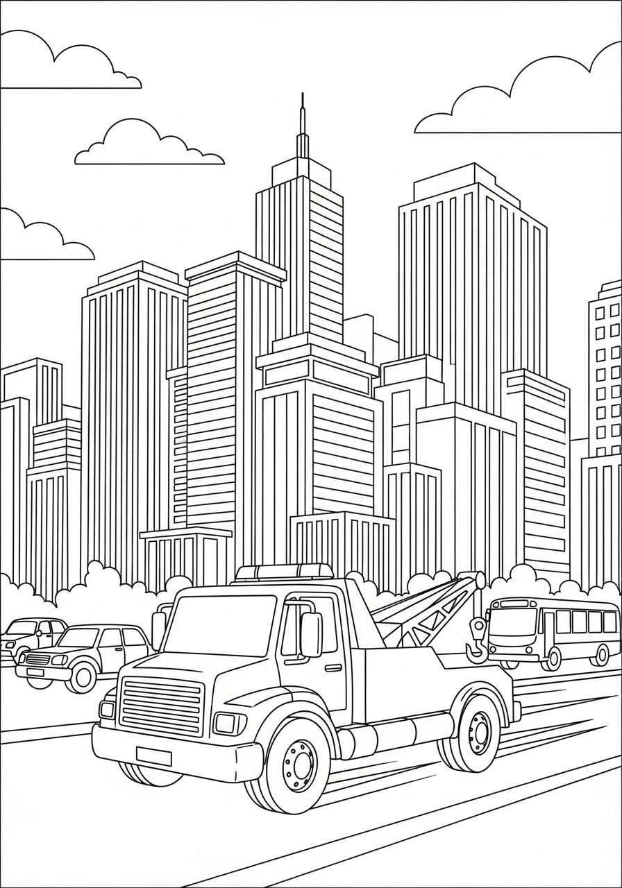 Tow Truck coloring pages free
