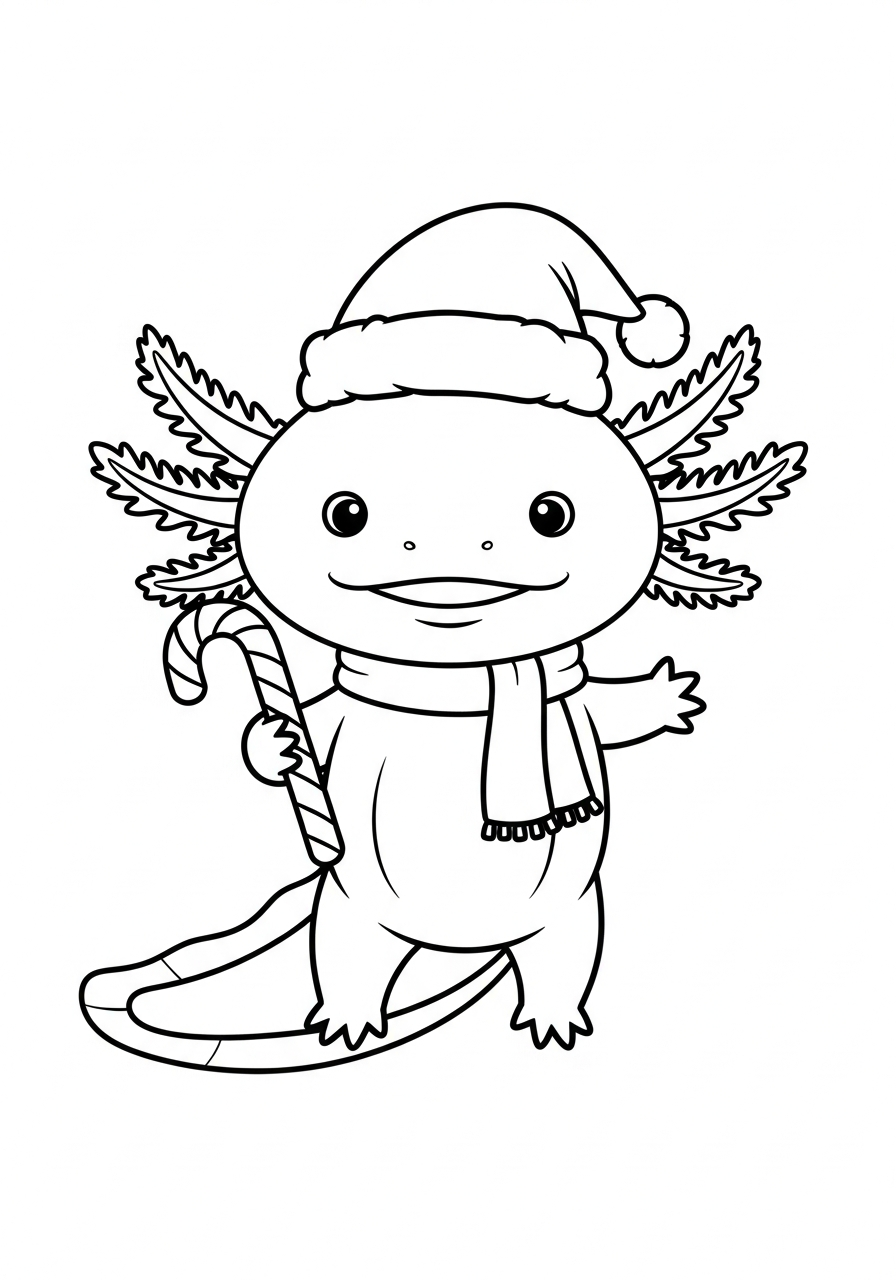 cute coloring pages Christmas Axolotl