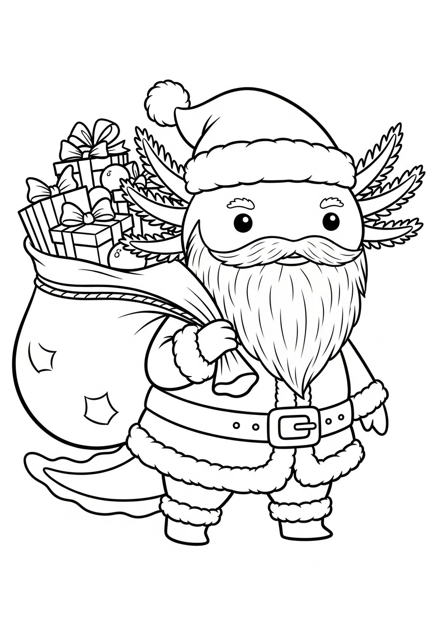 Christmas Axolotl free coloring pages 1