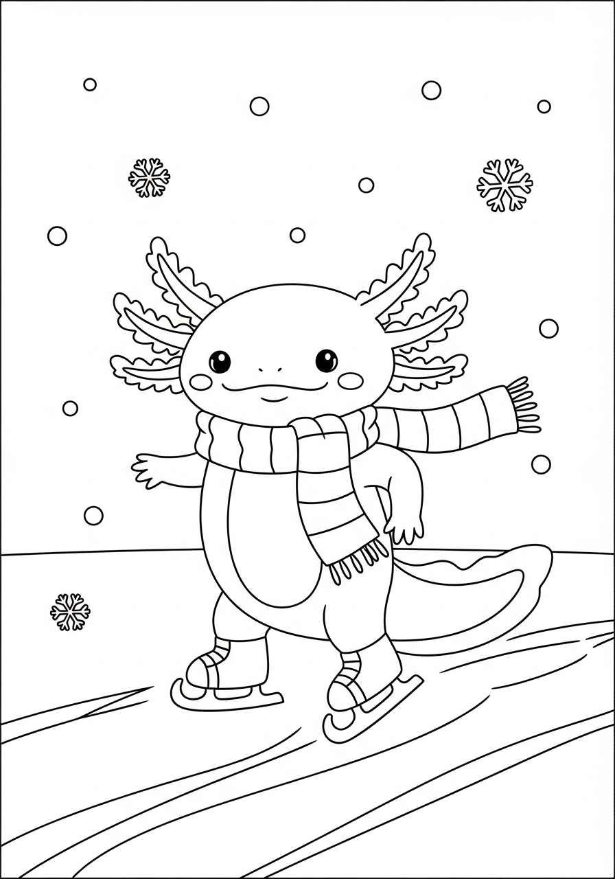 coloring Christmas Axolotl pages