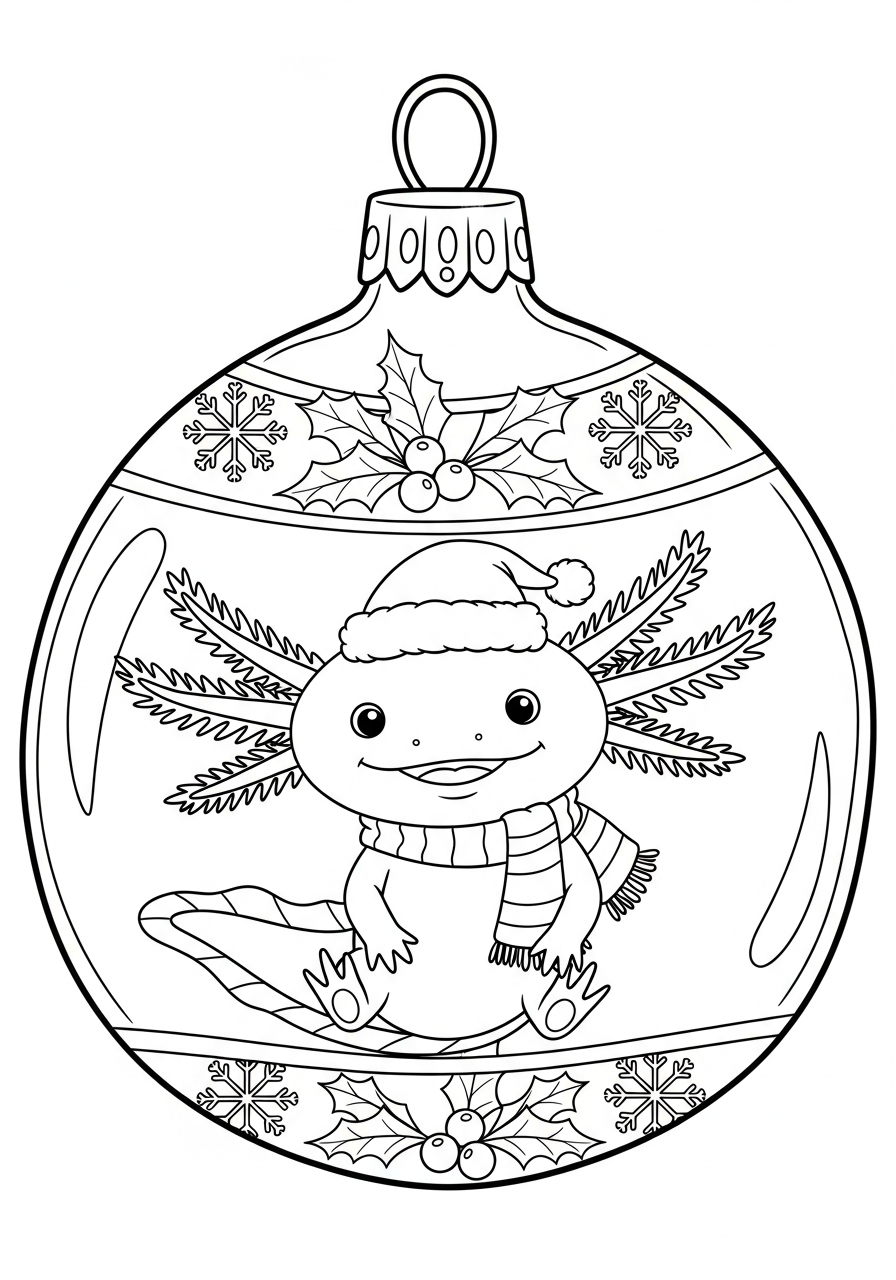 free printable Christmas Axolotl coloring pages