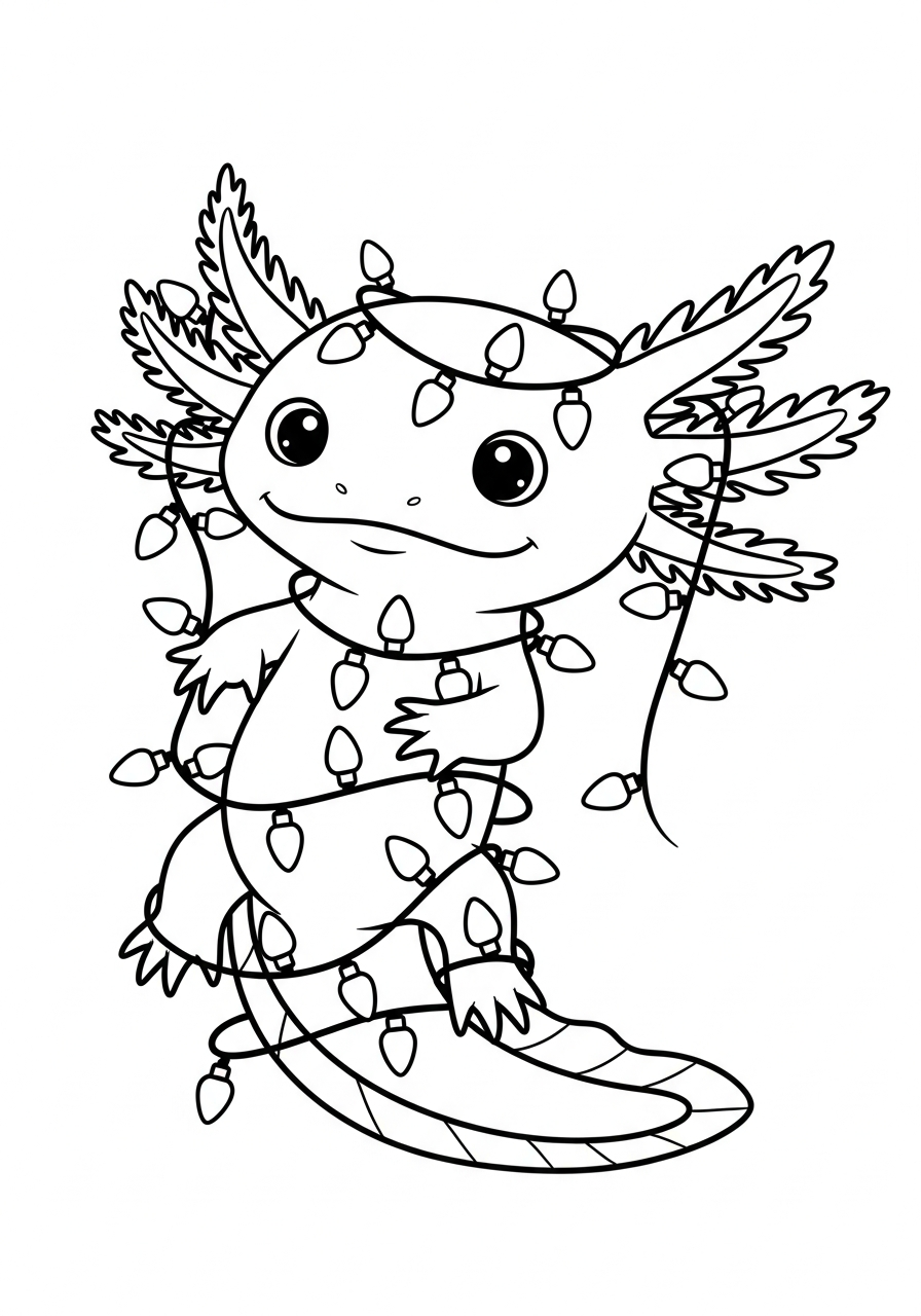 Christmas Axolotl coloring pages to print