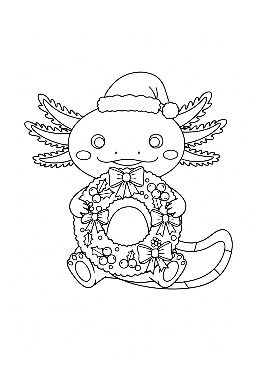 coloring pages Christmas Axolotl