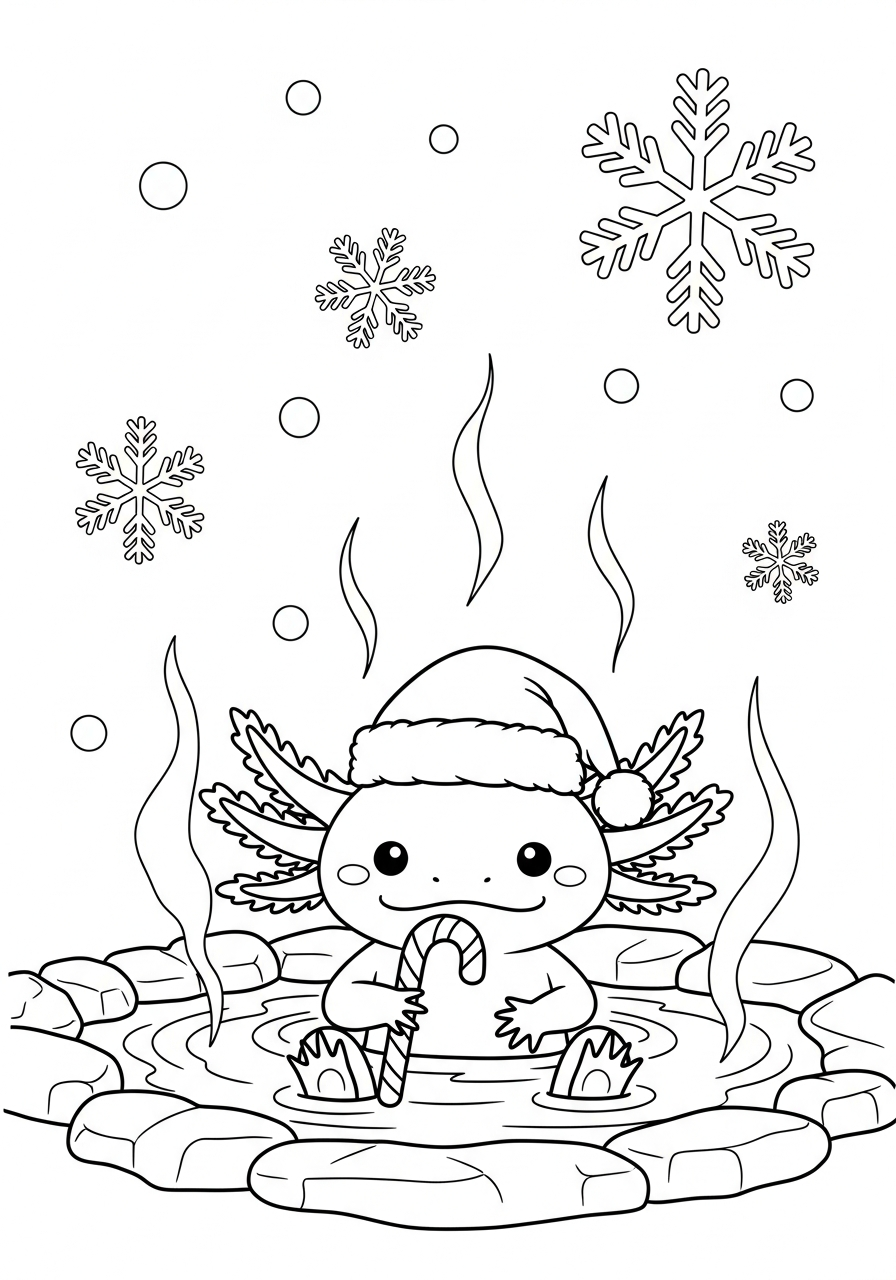 free printable coloring pages Christmas Axolotl