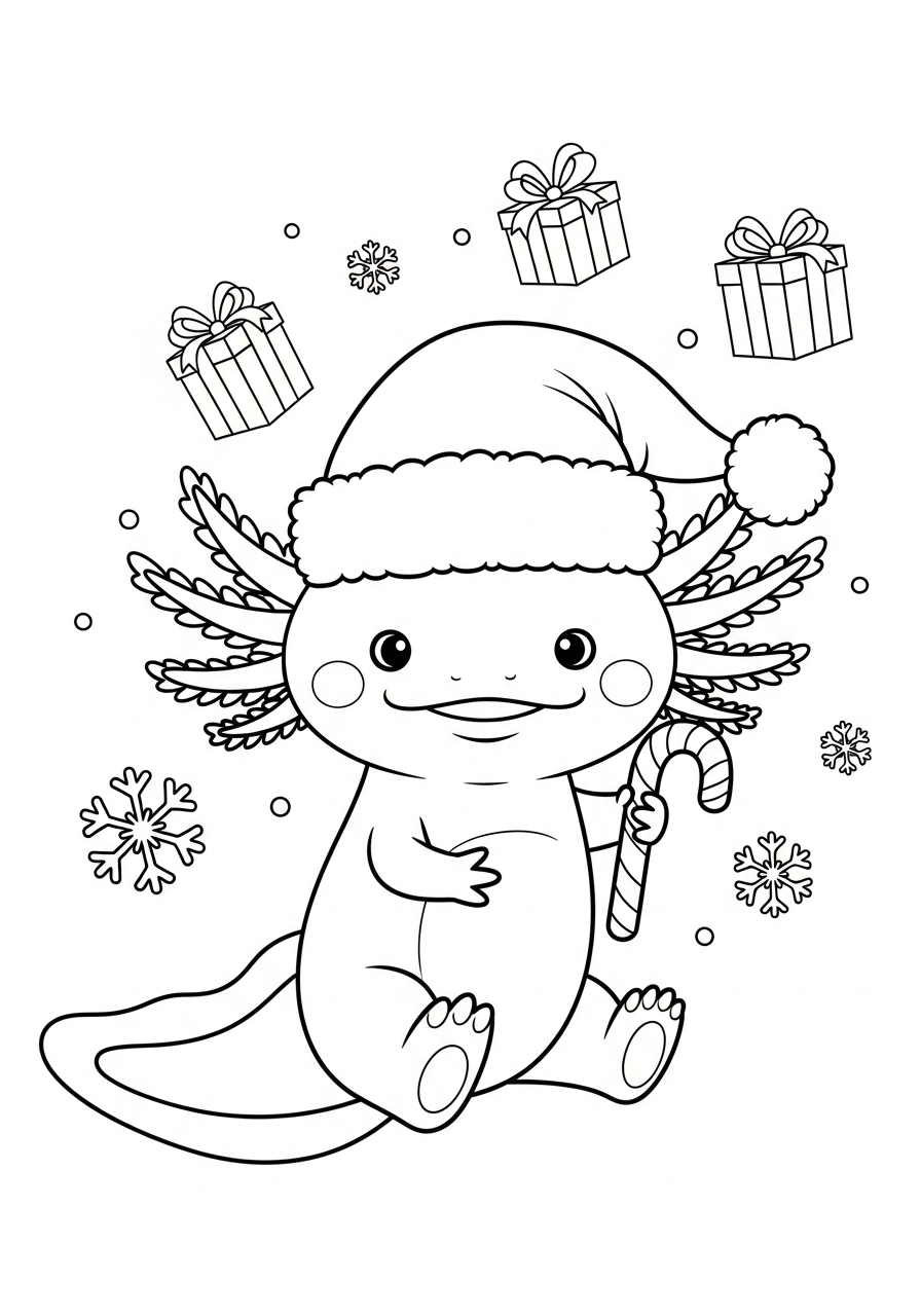 Christmas Axolotl free coloring pages