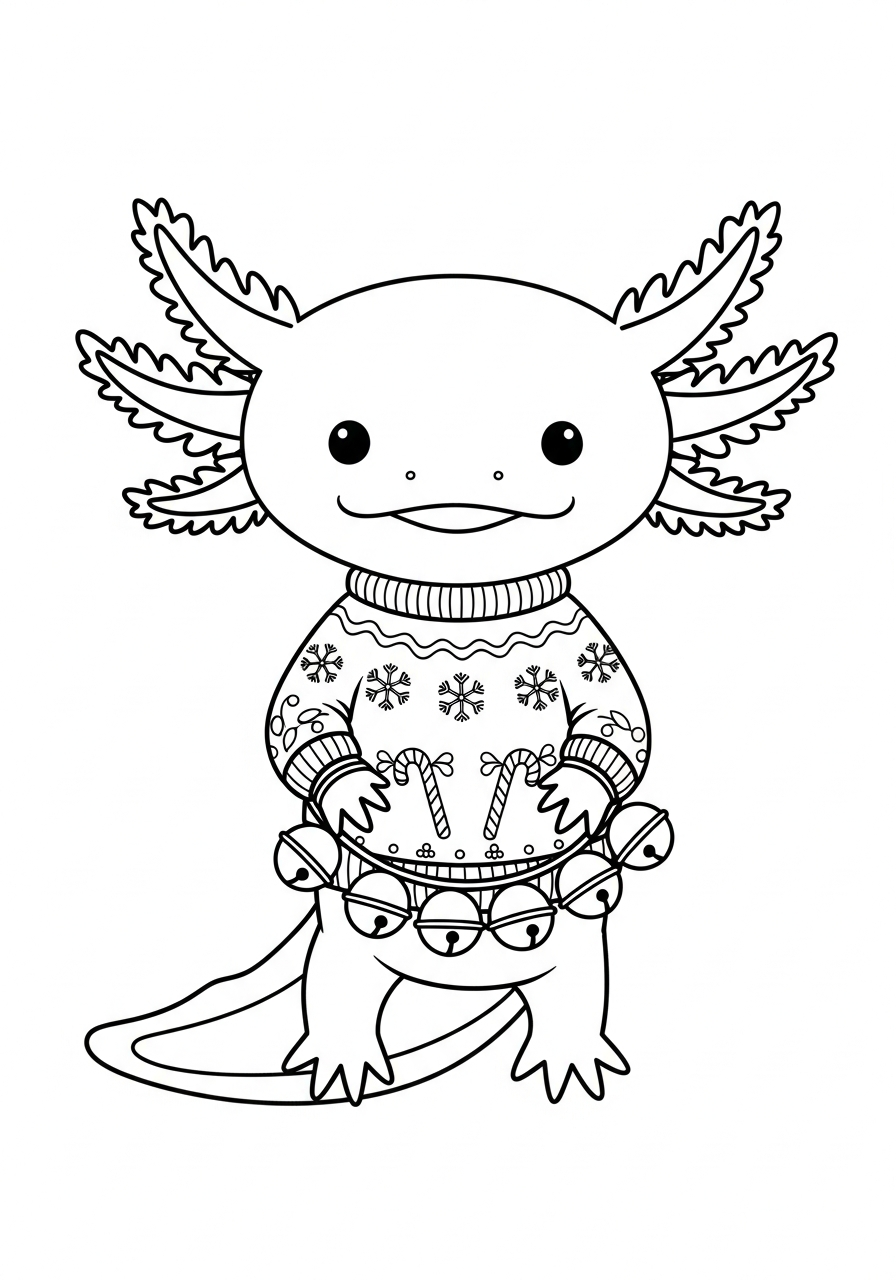 coloring pages Christmas Axolotl 1