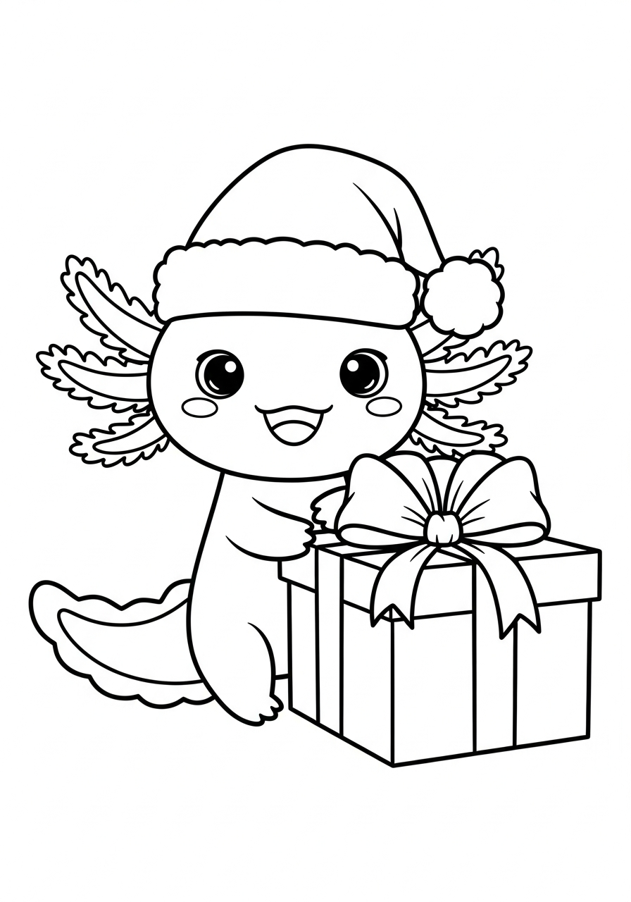 Christmas Axolotl coloring pages free