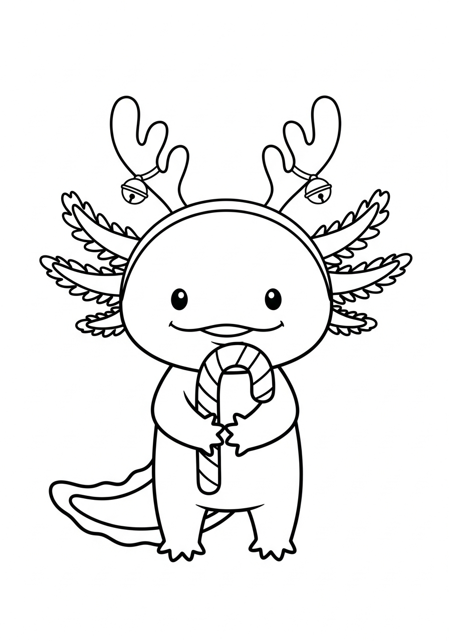 coloring pages for Christmas Axolotl