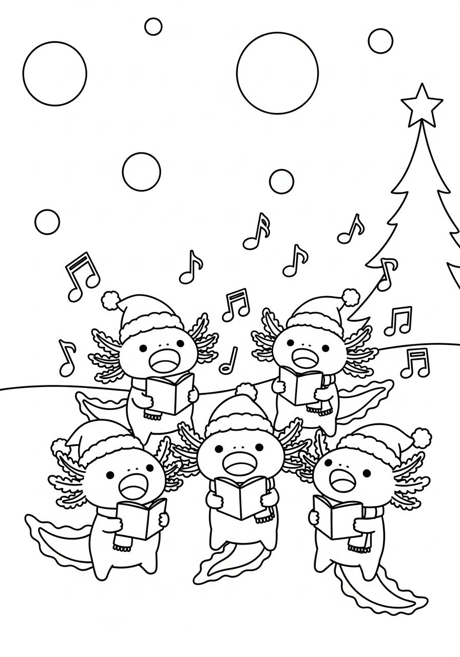 Christmas Axolotl coloring pages printable