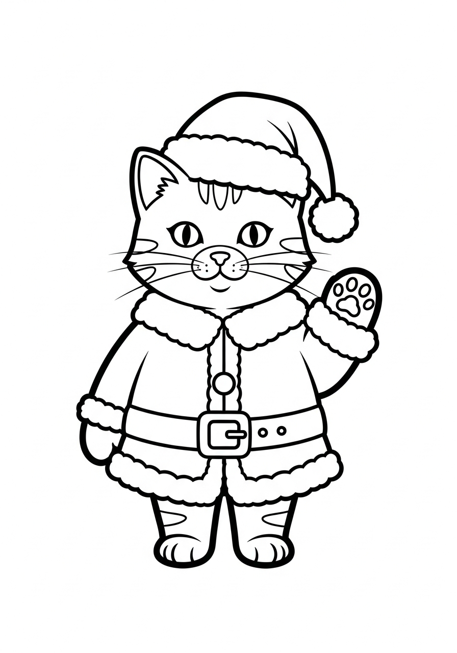 free Christmas Cat coloring pages for adults