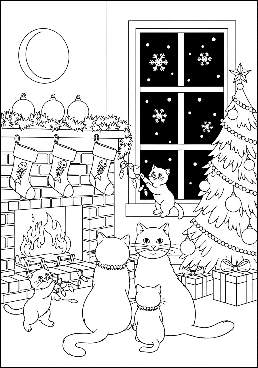 free coloring pages Christmas Cat