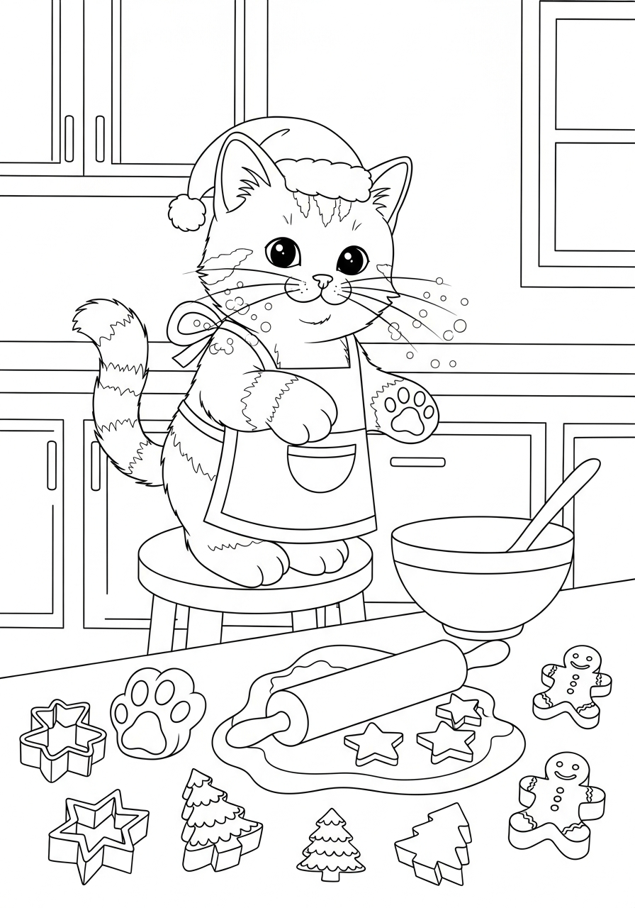 Christmas Cat ornaments coloring pages