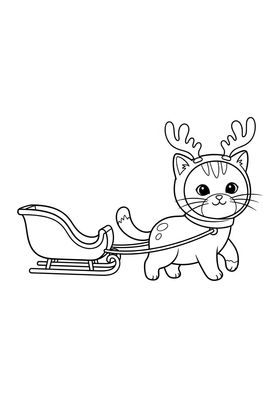 adult Christmas Cat coloring pages