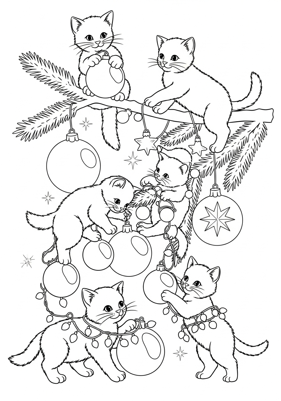 Christmas Cat coloring pages pdf