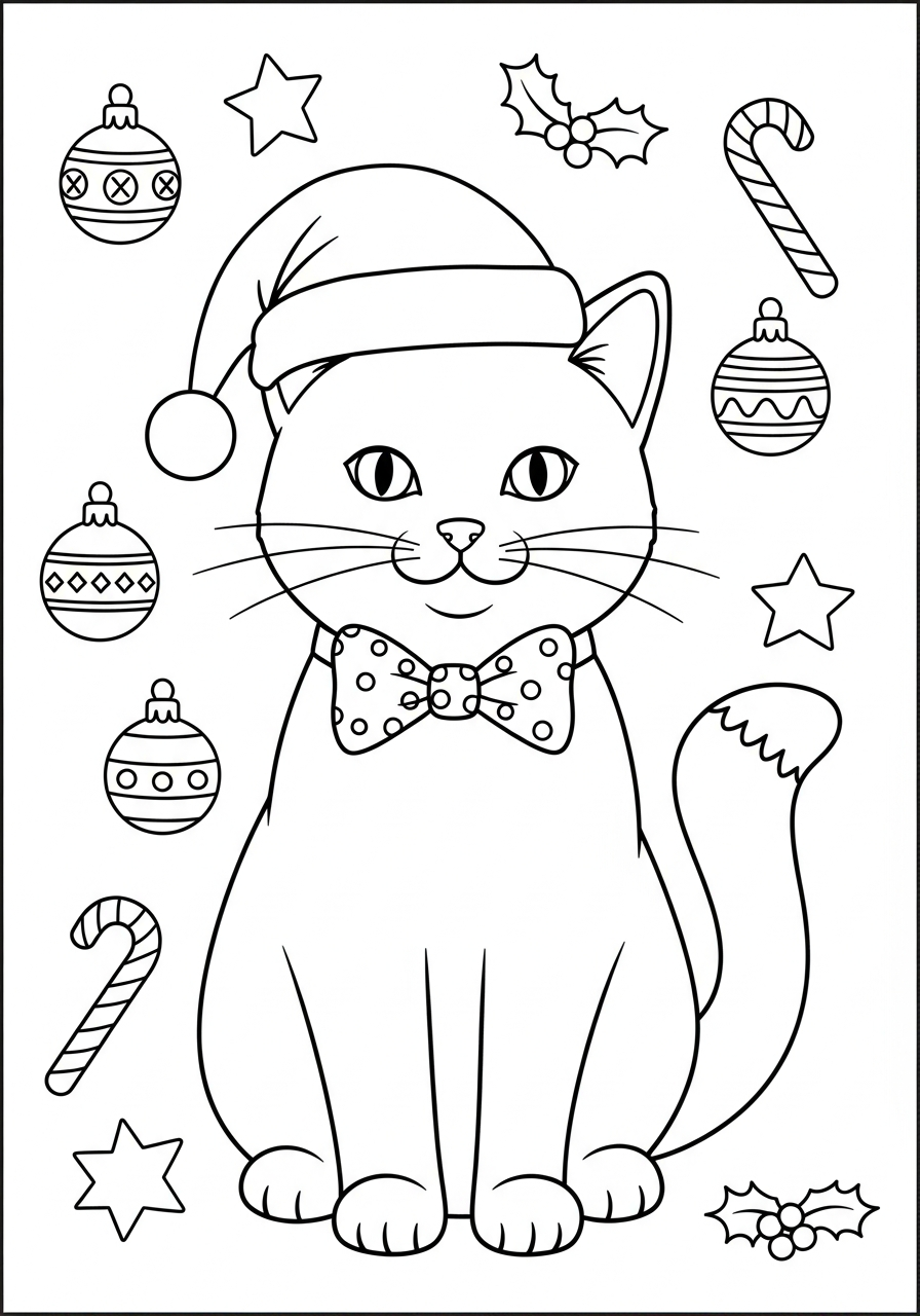 Christmas Cat free coloring pages