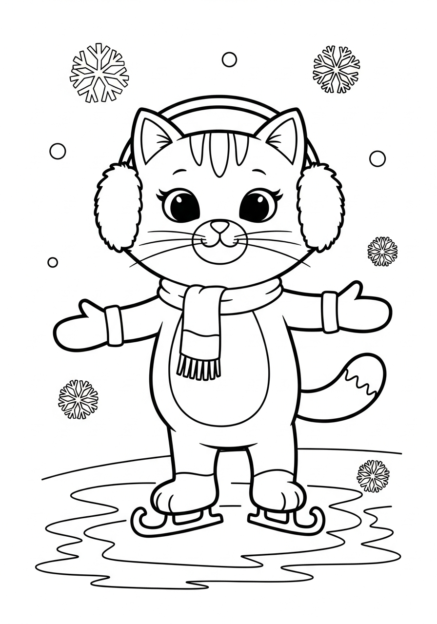 cute coloring pages Christmas Cat