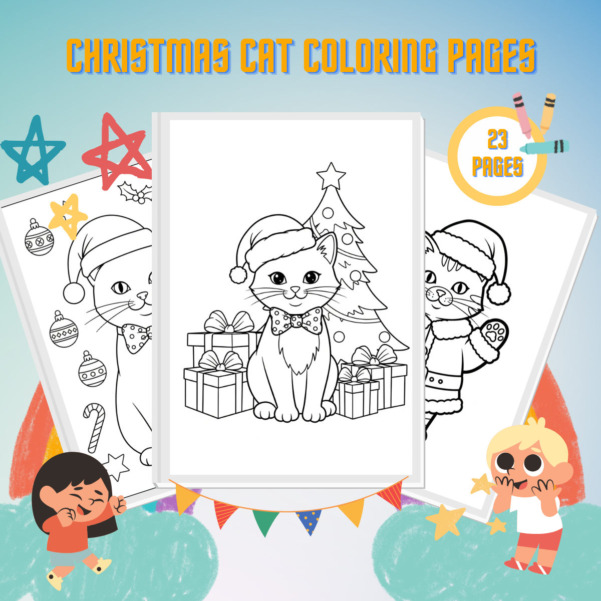 Christmas Cat Coloring Pages 25 Christmas Cat Coloring Pages thumbnail