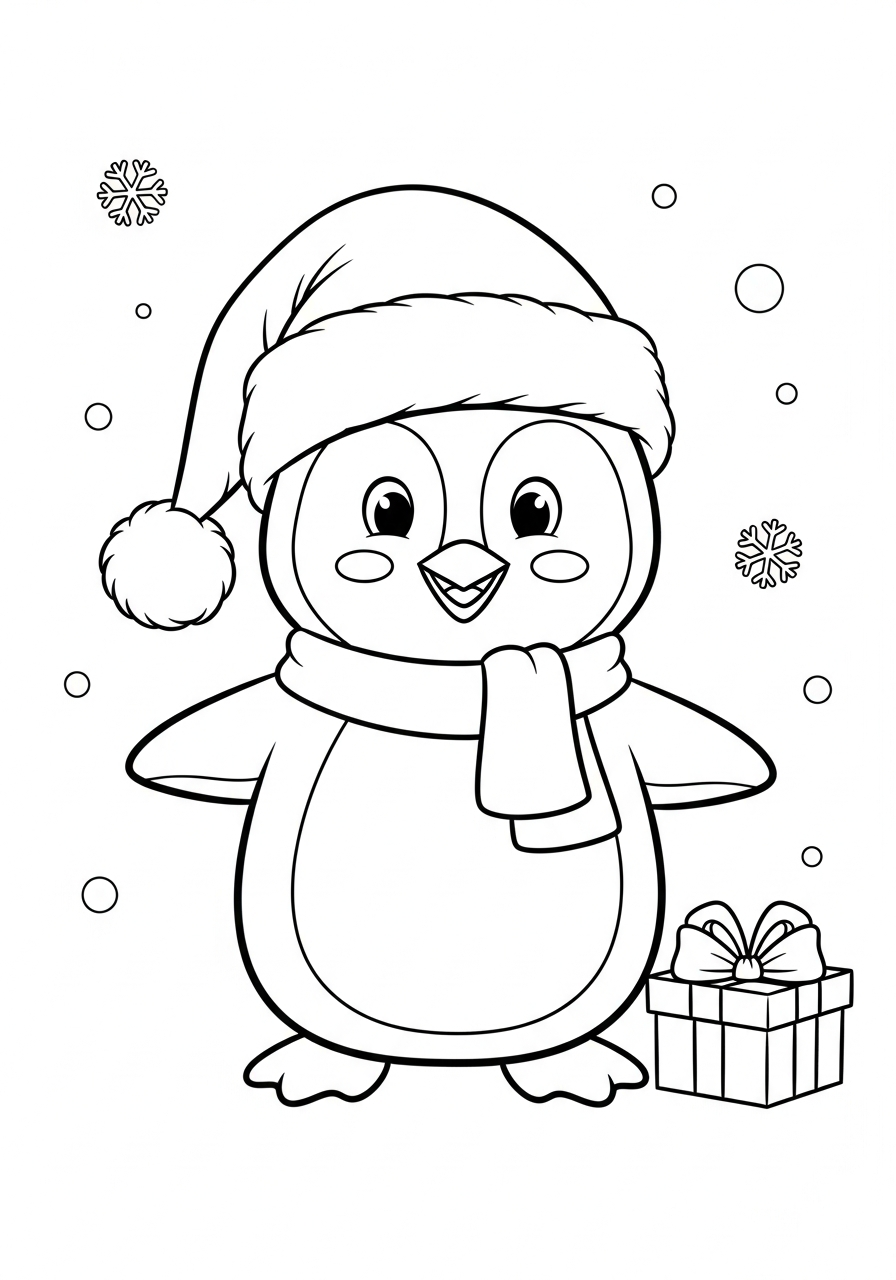 Christmas Penguin Coloring Pages 2 coloring pages printable Christmas Penguin