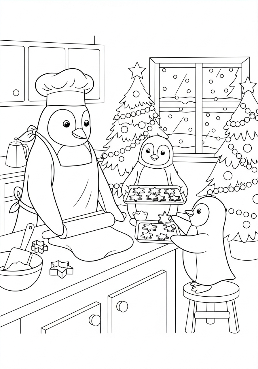 Christmas Penguin Coloring Pages 14 hard Christmas Penguin coloring pages