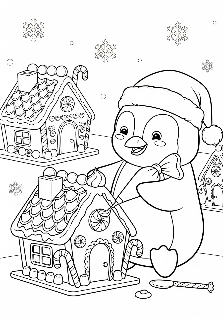 Christmas Penguin Coloring Pages 16 Christmas Penguin adult coloring pages
