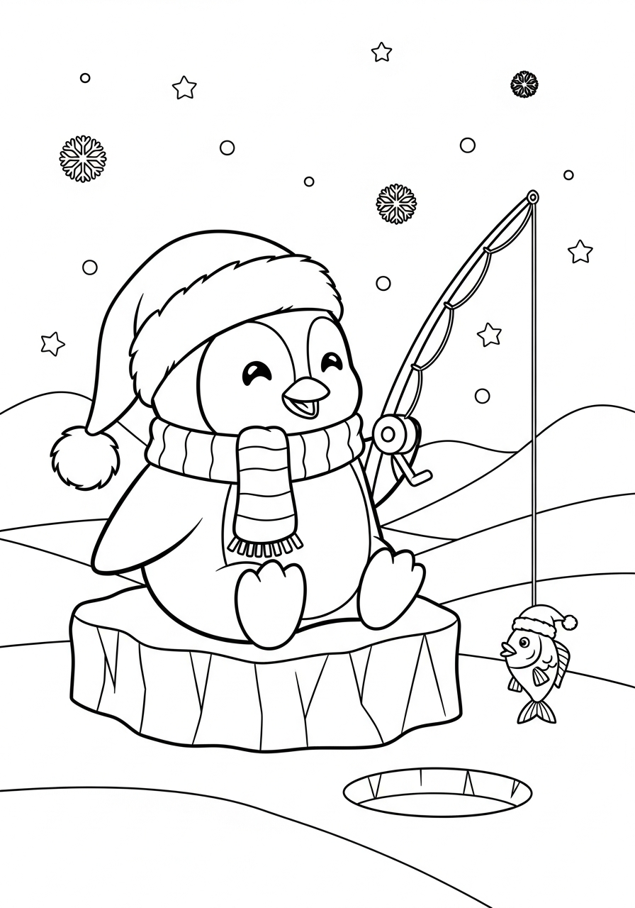 Christmas Penguin Coloring Pages 19 kawaii cute Christmas Penguin coloring pages