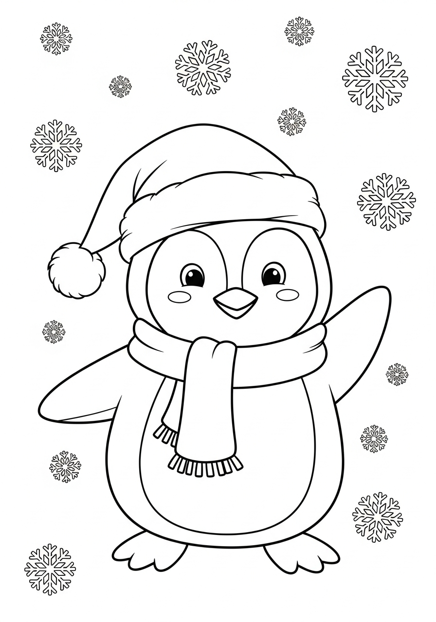 Christmas Penguin Coloring Pages 3 Christmas Penguin coloring pages for preschoolers